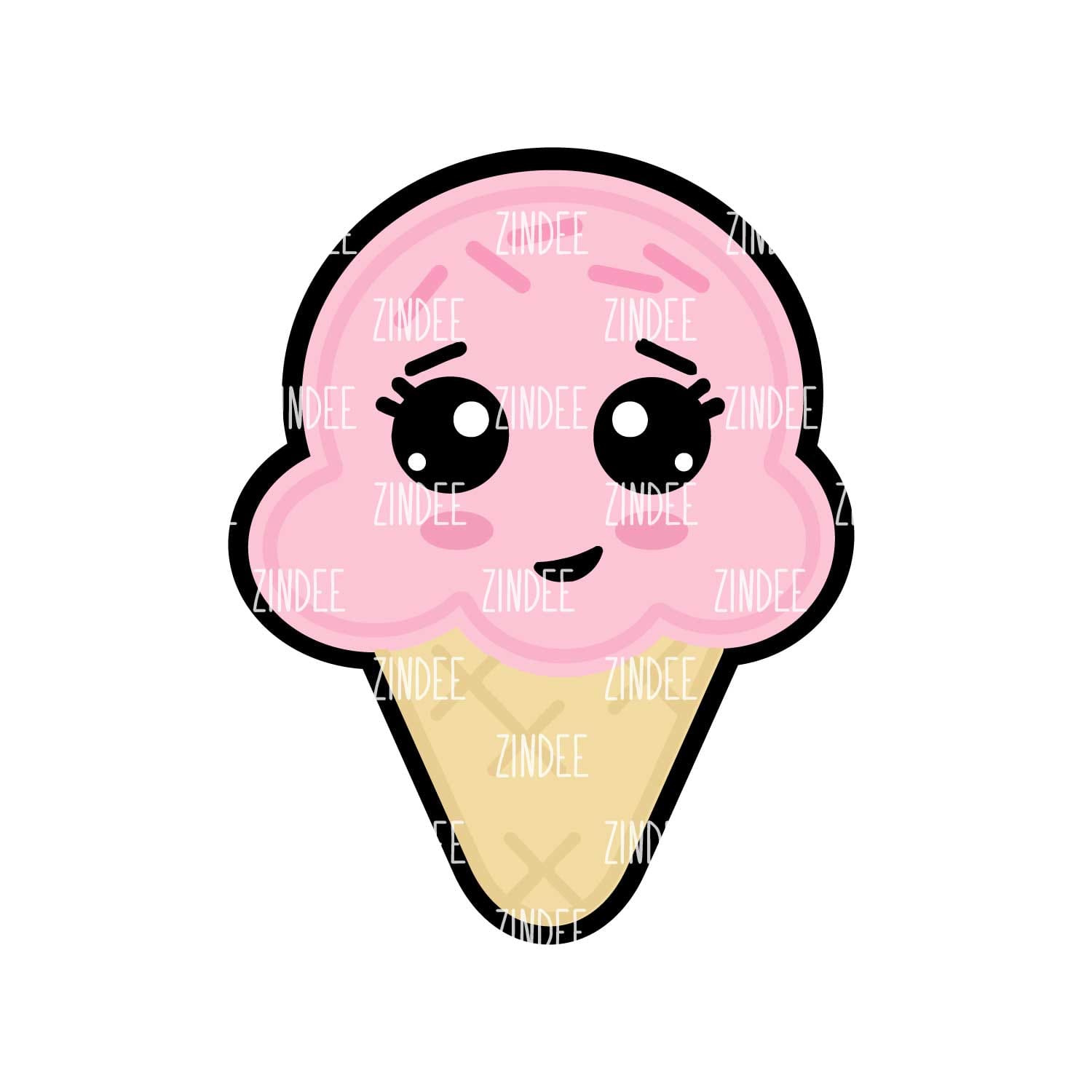 Chubby Ice Cream Cone Acrylic Blank- Sticker- UV DTF (3 inch)