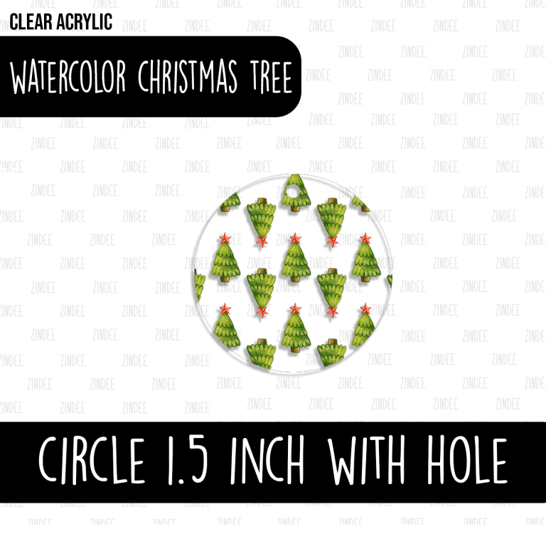 Circle (1.5 inch) WITH HOLE (Watercolor Christmas Tree) – Zindee