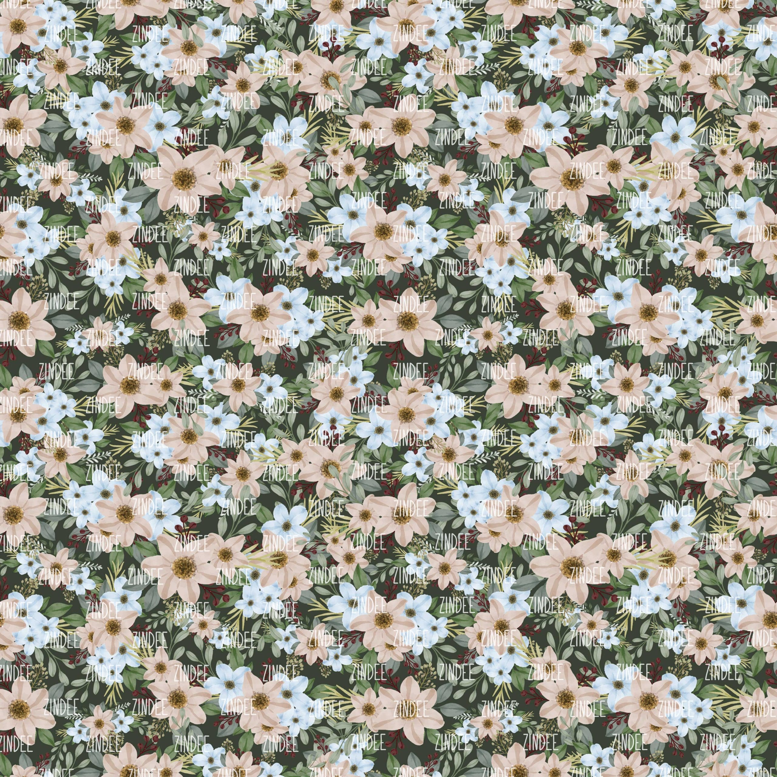 Coastal Floral Green seamless (digital paper)