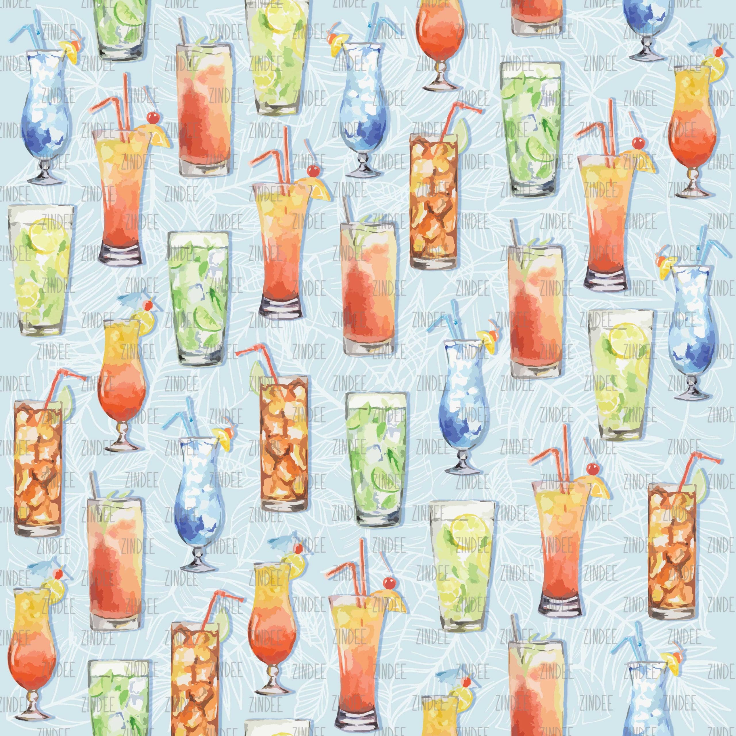 Cocktails Blue seamless (vinyl)