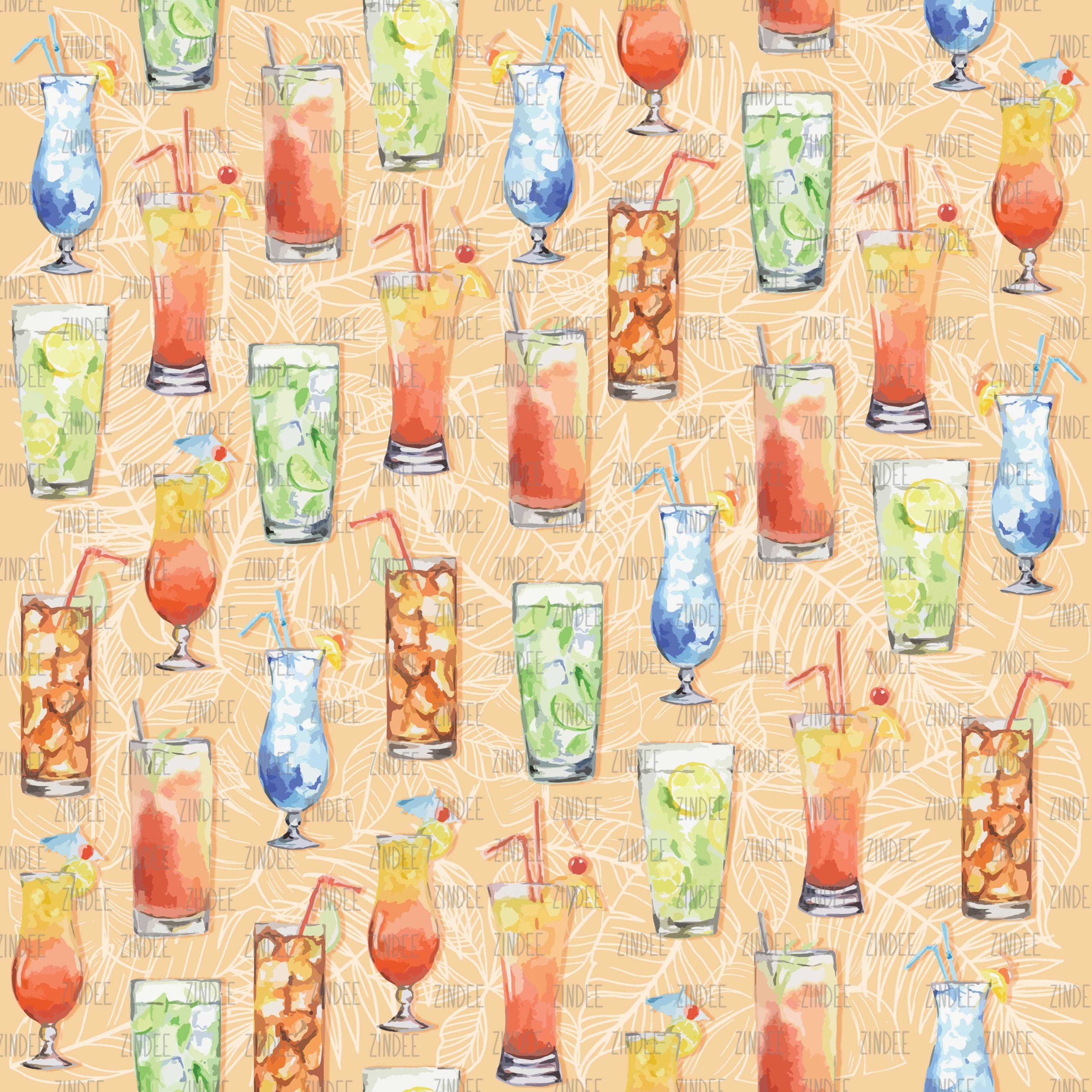 Cocktails Light Orange seamless (vinyl)