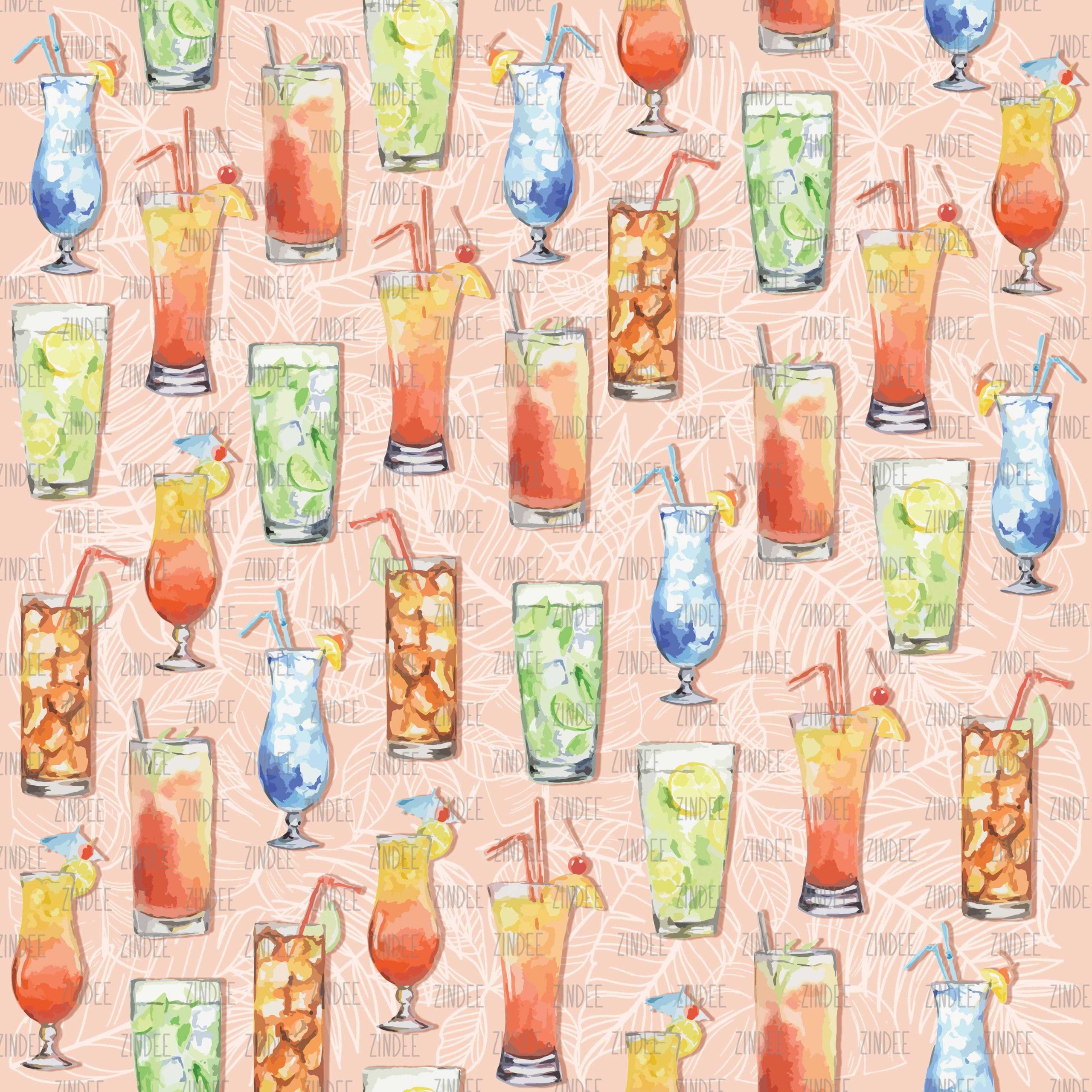 Cocktails Peach seamless (vinyl)