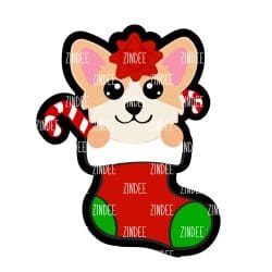 Corgi Stocking – Acrylic Badge Reel Blank (2") No Hole | Optional Sticker or UV DTF