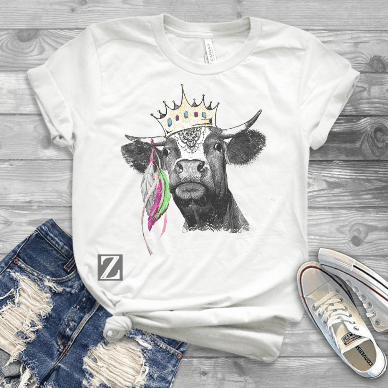 Alternative view of Cow with Crown (Sublimation Transfer)