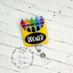 Crayon Box – Acrylic Badge Reel Blank (2") No Hole | Optional Sticker or UV DTF - Image 7