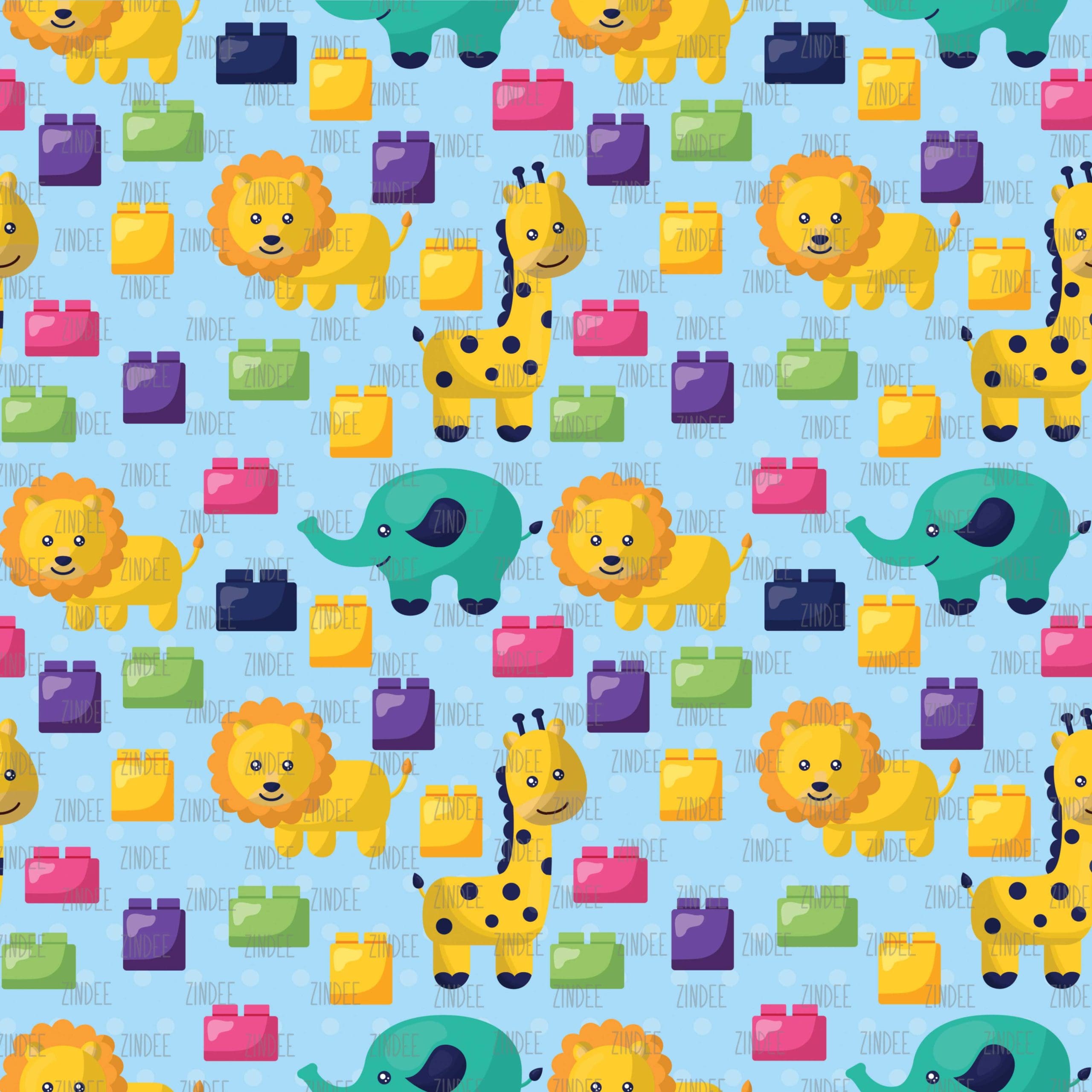 Cute Animal Blocks seamless (vinyl)