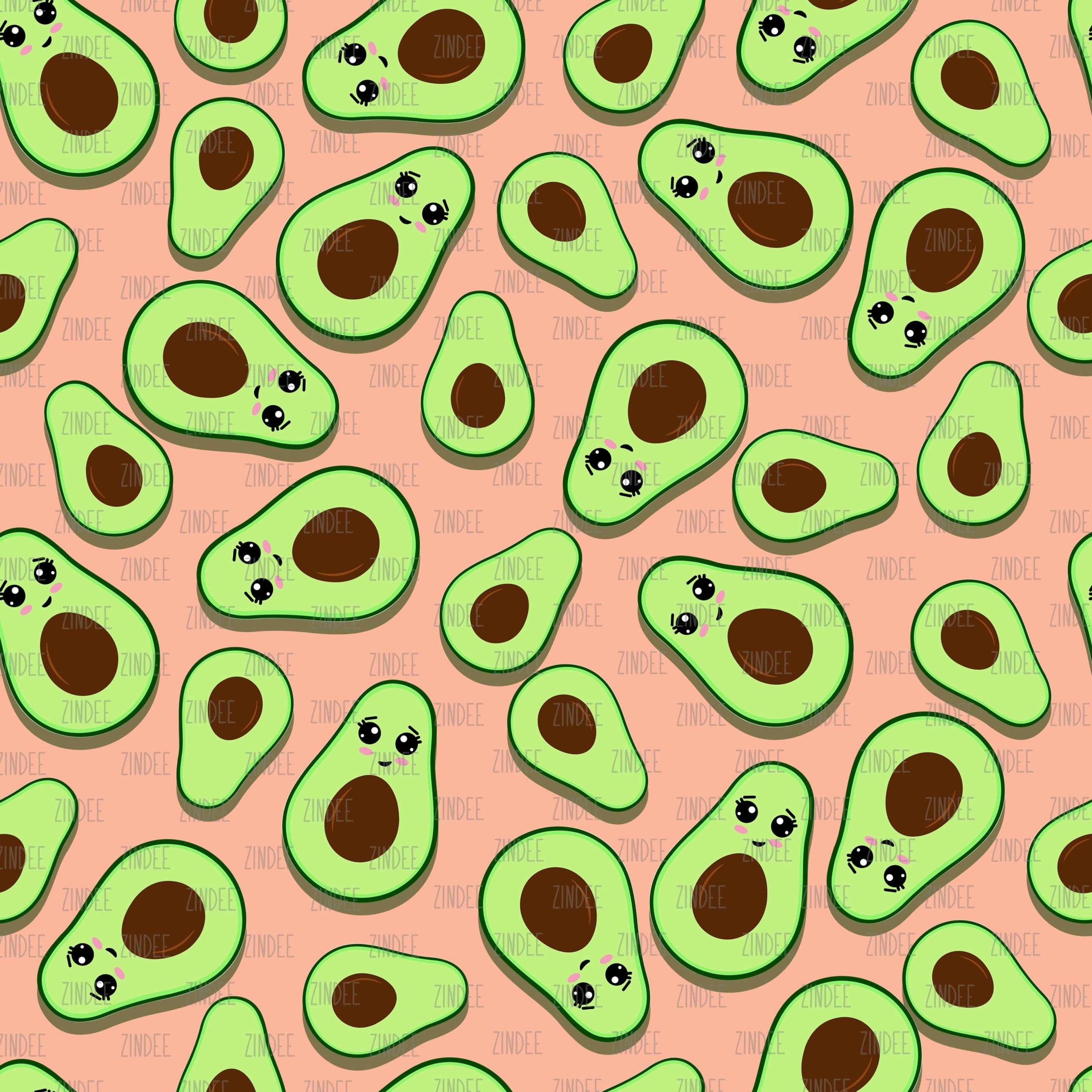 Cute Avocados Peach seamless (vinyl)