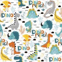 Cute Dinos White seamless (digital paper)