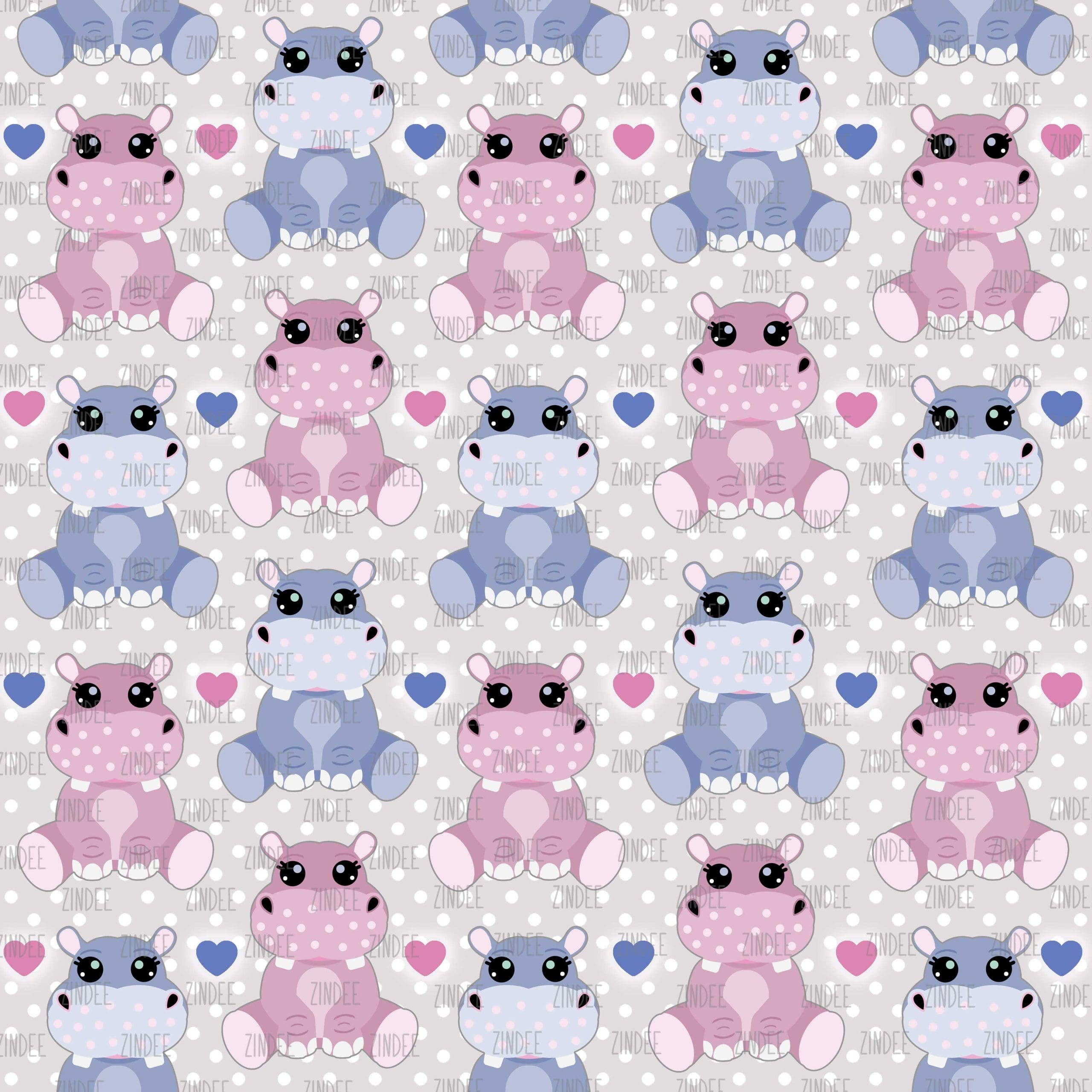 Cute Hippos (digital paper)