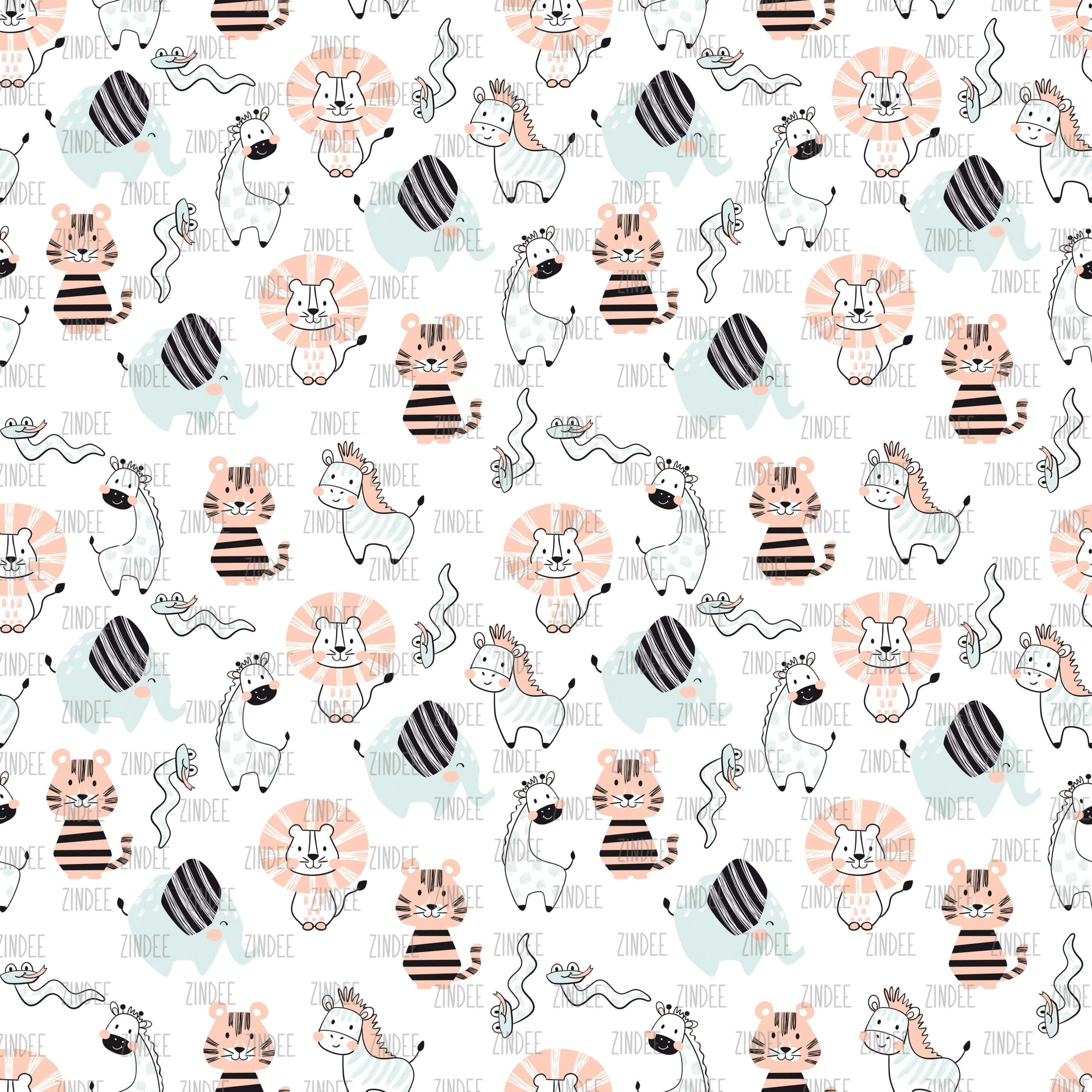 Cute Jungle Animals seamless (vinyl)