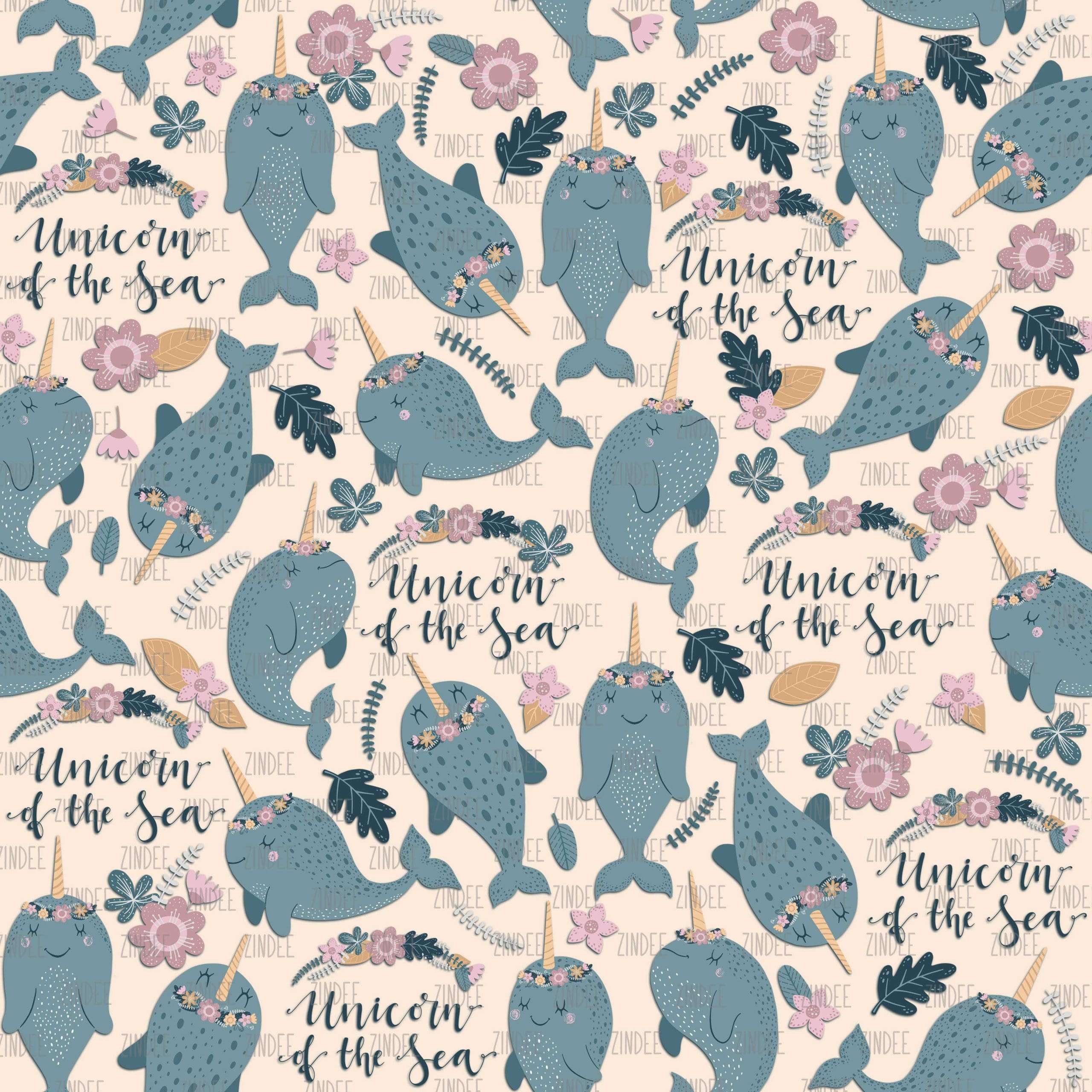 Cute Narwhals Peach seamless (vinyl)