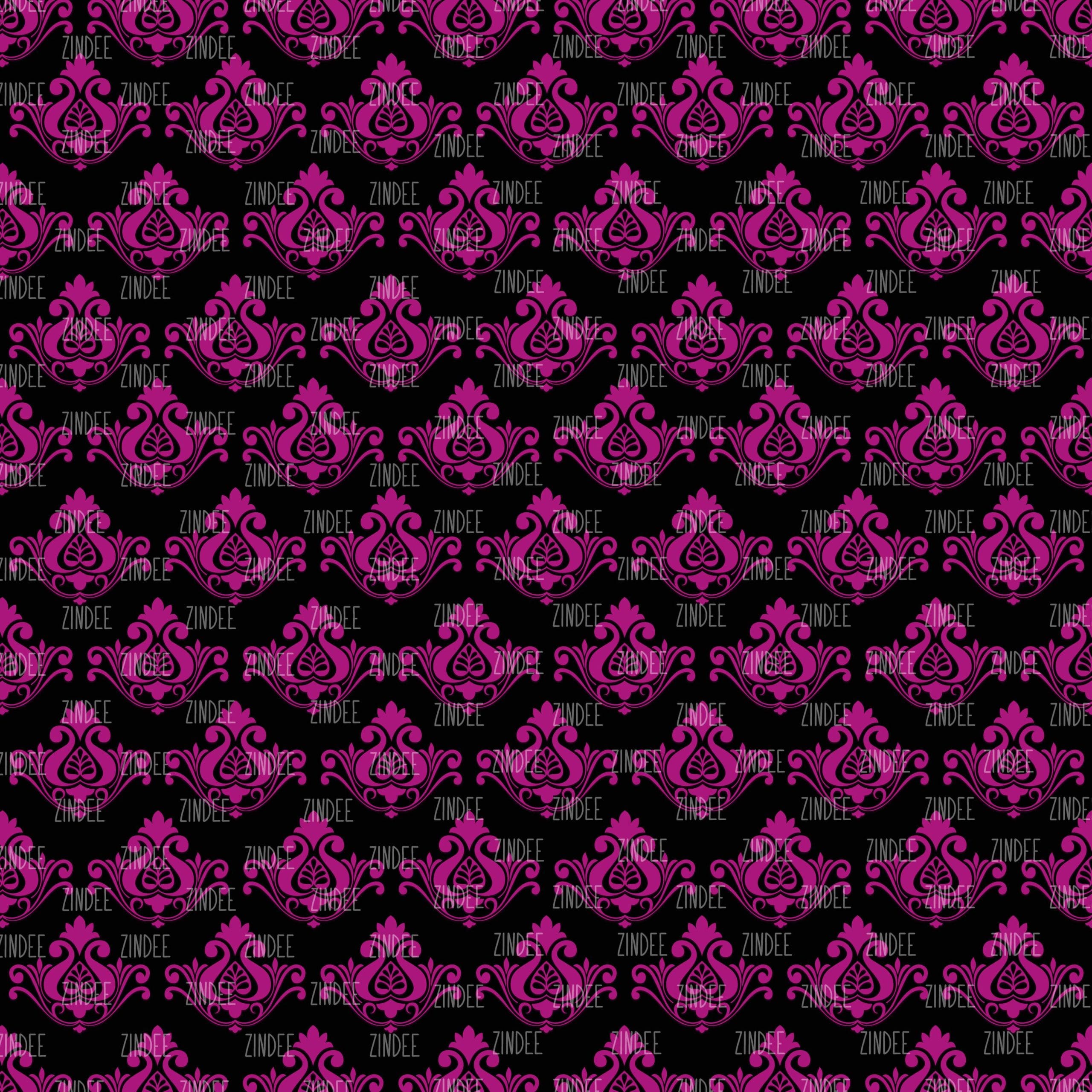 Damask Pink and Black (digital paper)