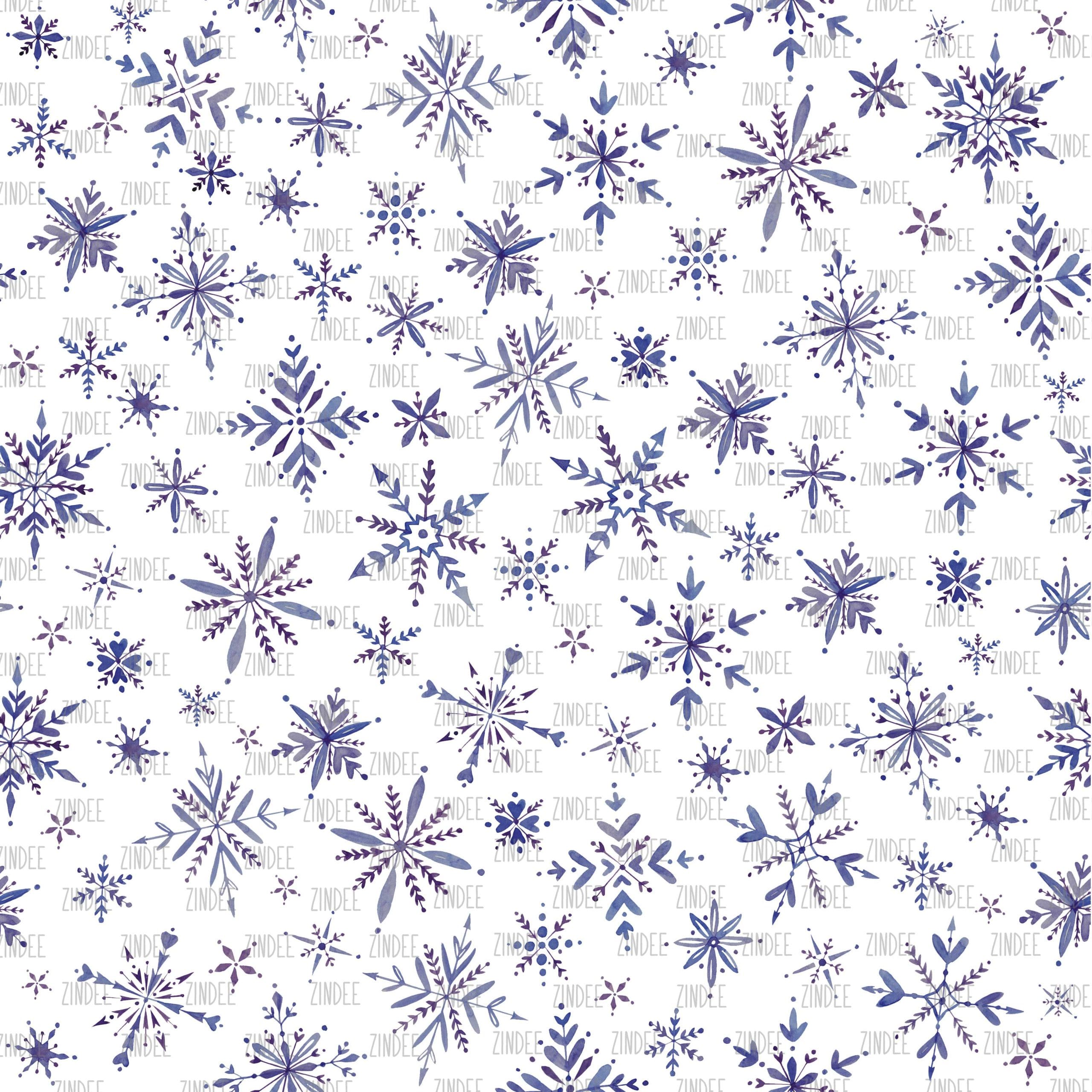 Dark Purple Watercolor Snowflakes seamless (digital paper)