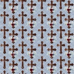 Dark Rustic Floral Cross Blue seamless (digital paper)