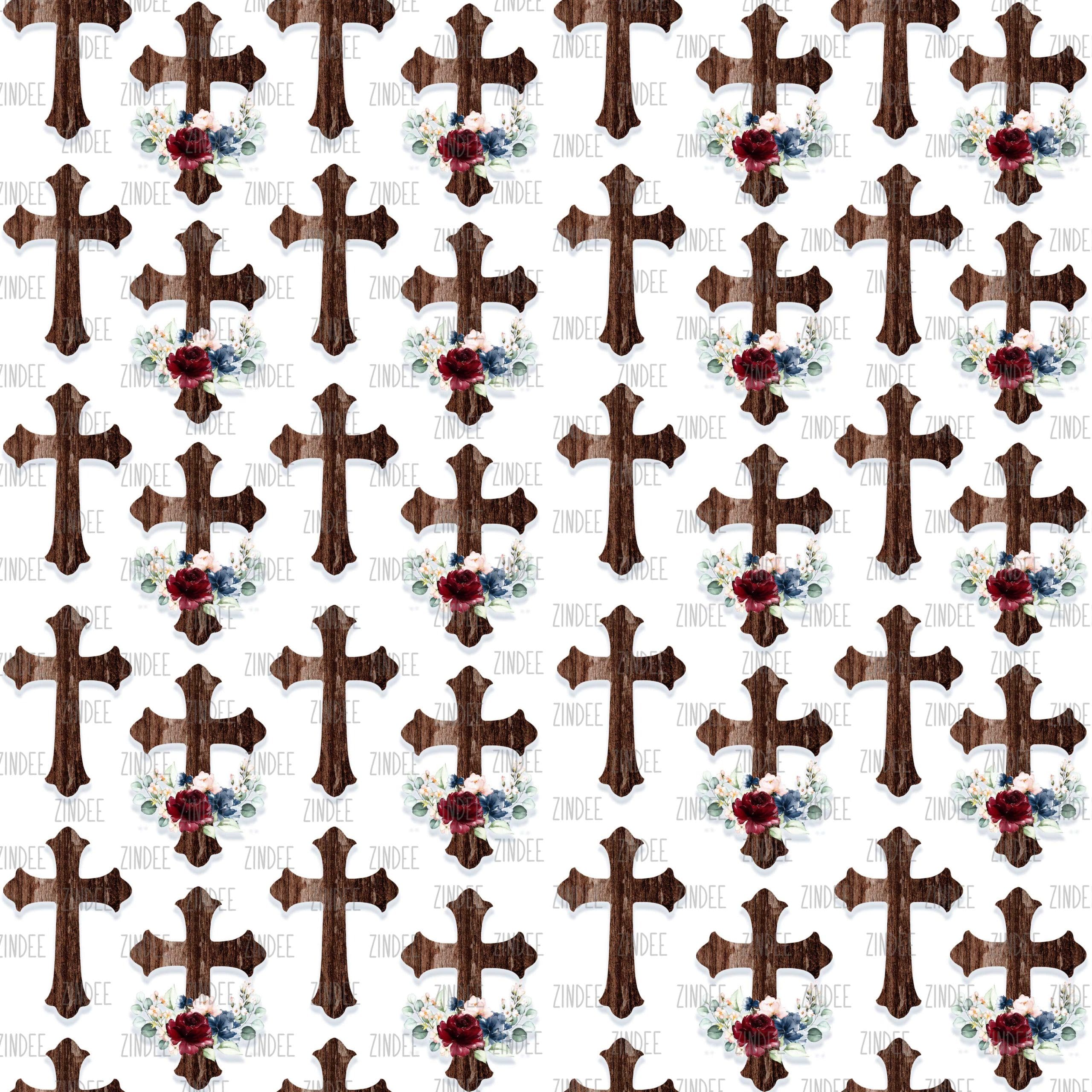 Dark Rustic Floral Cross seamless (vinyl)