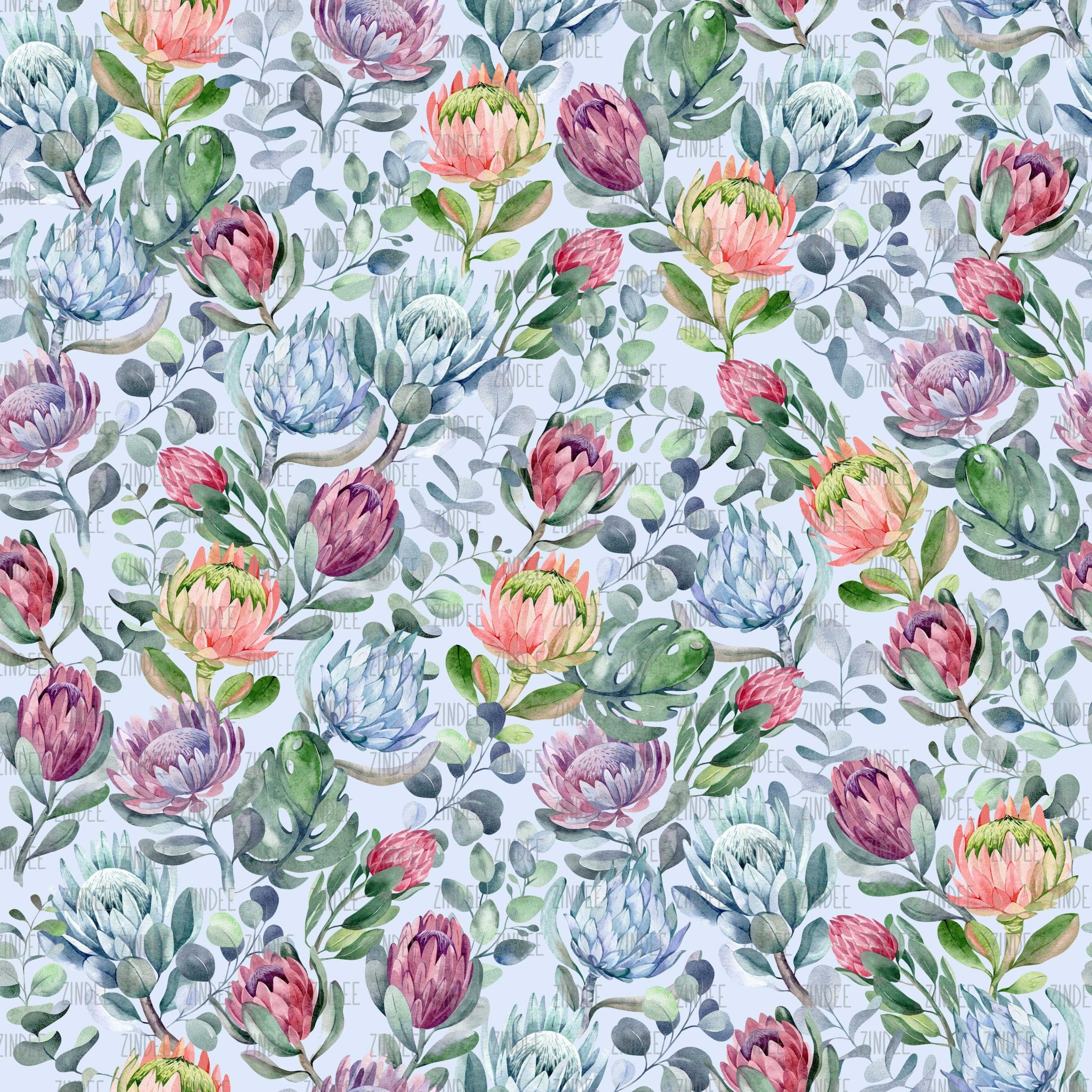 Desert Floral Blue seamless (vinyl)