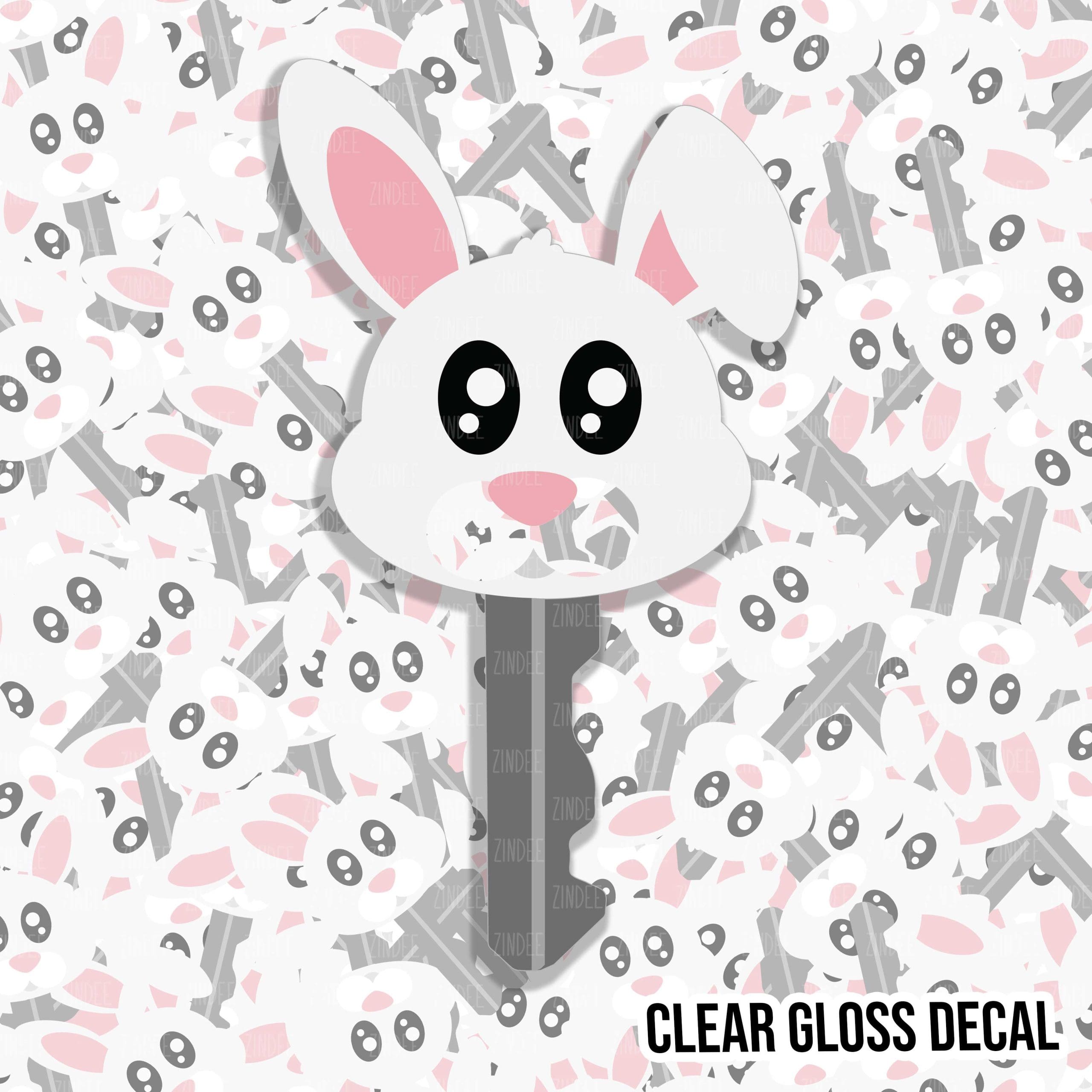 Easter Bunny Key kiss cut decal (3 inch) CLEAR GLOSS
