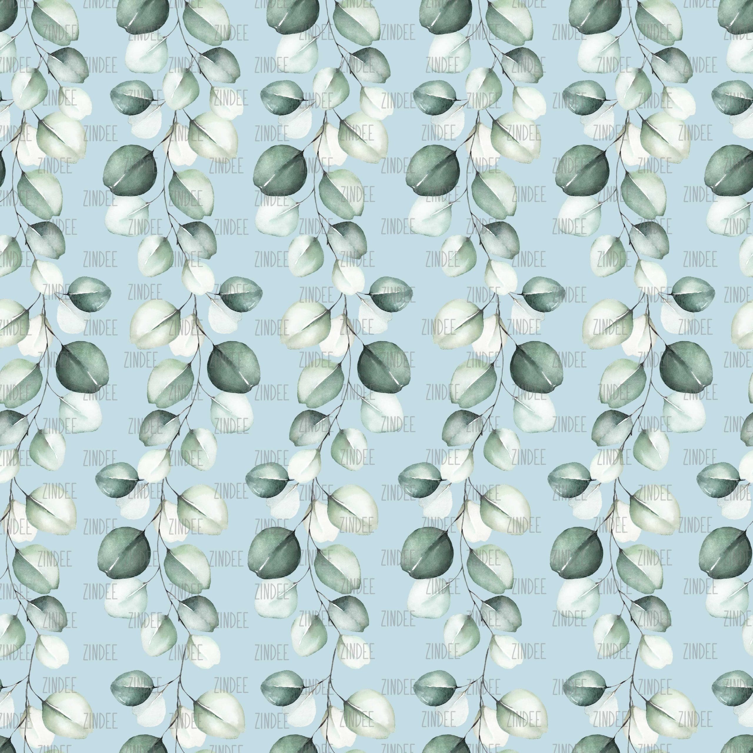 Eucalyptus and Vines Blue seamless (digital paper)