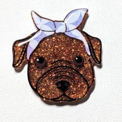 Floppy Ear Pit Bull with Bandana acrylic blank (2 inch) NO HOLE - Image 3