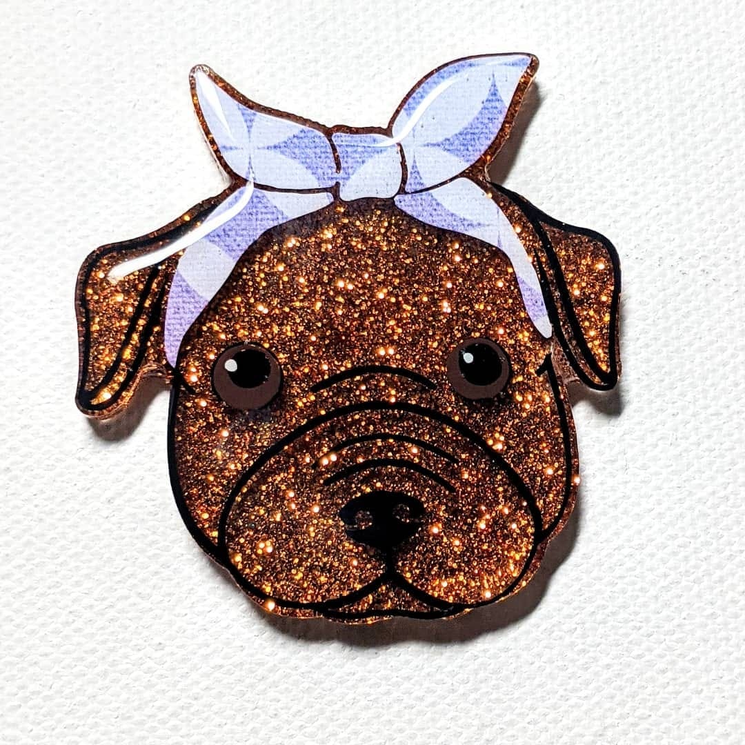 Floppy Ear Pit Bull with Bandana acrylic blank (2 inch) NO HOLE - Image 3