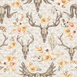 Floral Boho Skull Beige (digital paper)