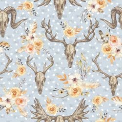 Floral Boho Skull Blue (digital paper)