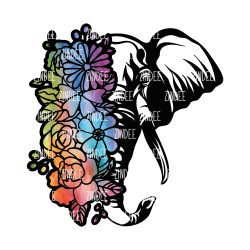 Floral Elephant (rainbow) Acrylic Blank- Sticker- UV DTF (2 inch) NO HOLE