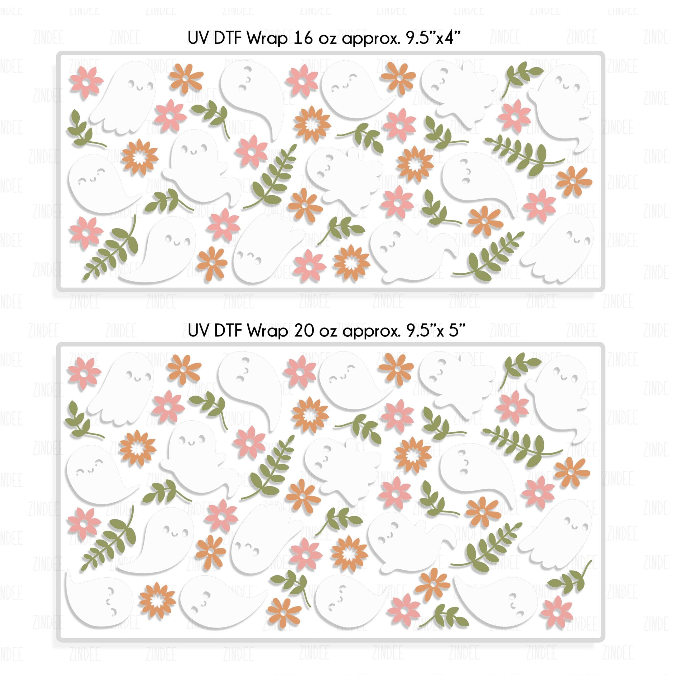 Alternative view of Floral Ghosts UV DTF Glass Can Wrap