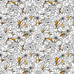 Floral Outline Orange (digital paper)