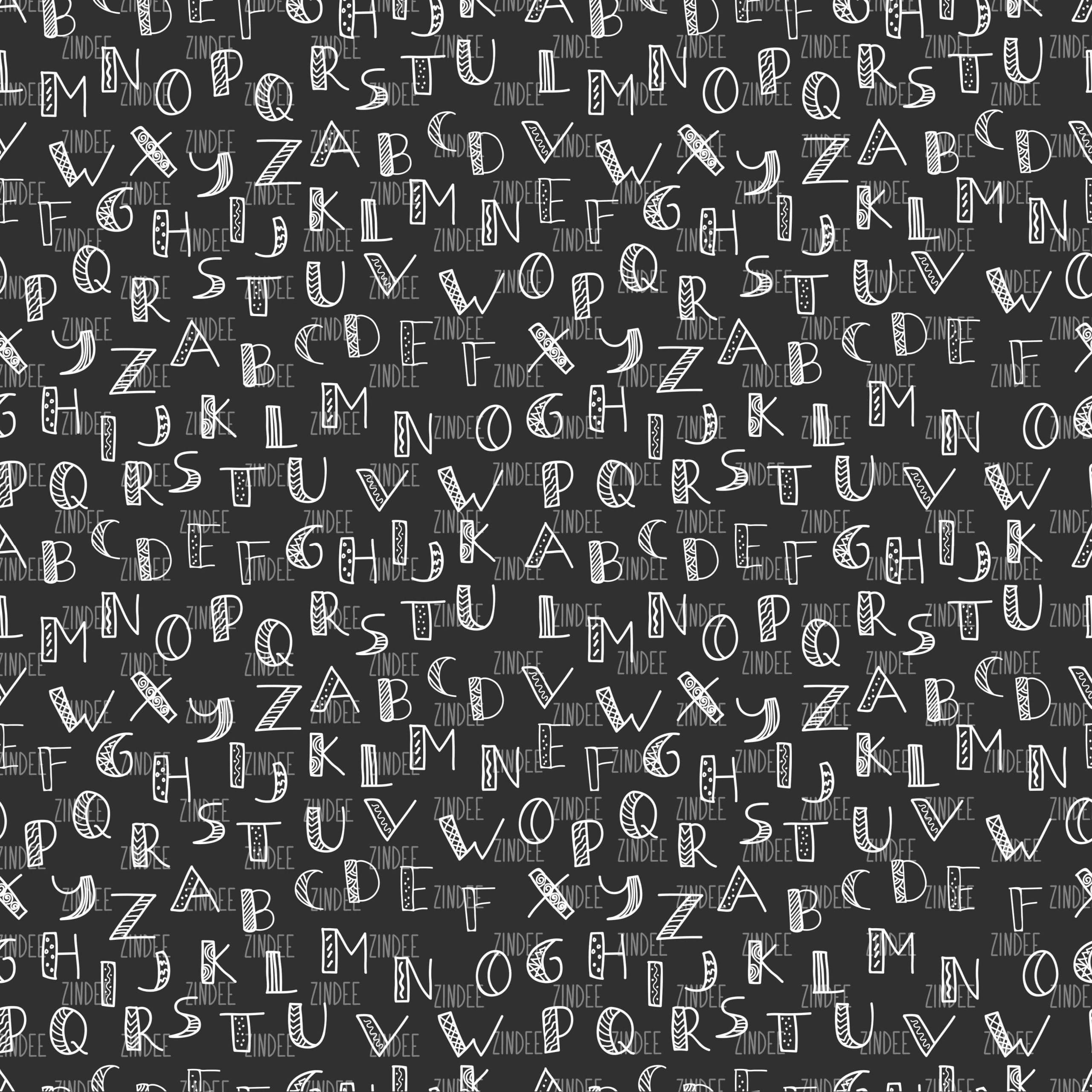 Fun Letters Black (digital paper)