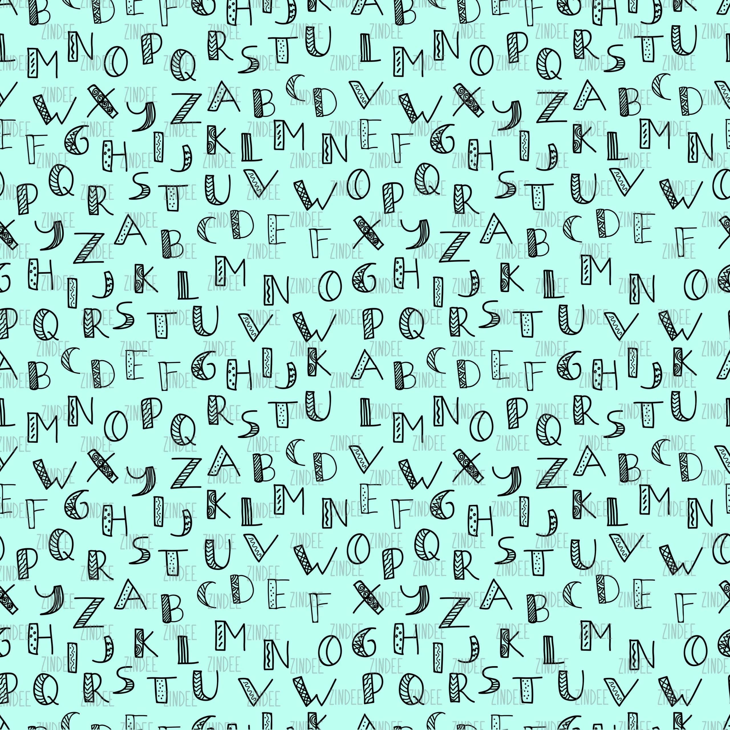 Fun Letters Mint (digital paper)