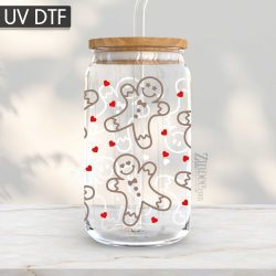 Gingerbread UV DTF Glass Can Wrap