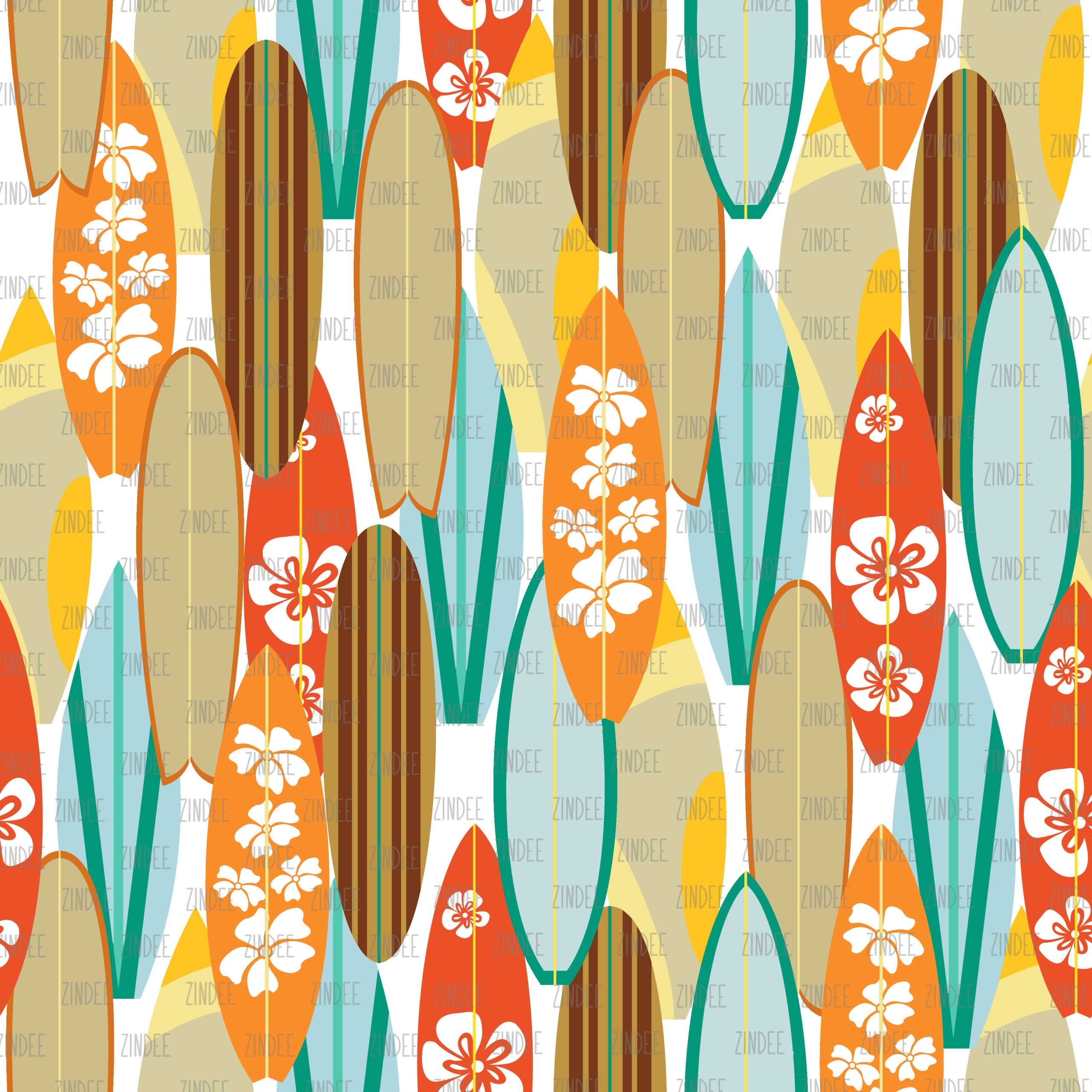 Hawaiian Surfboards seamless (vinyl)