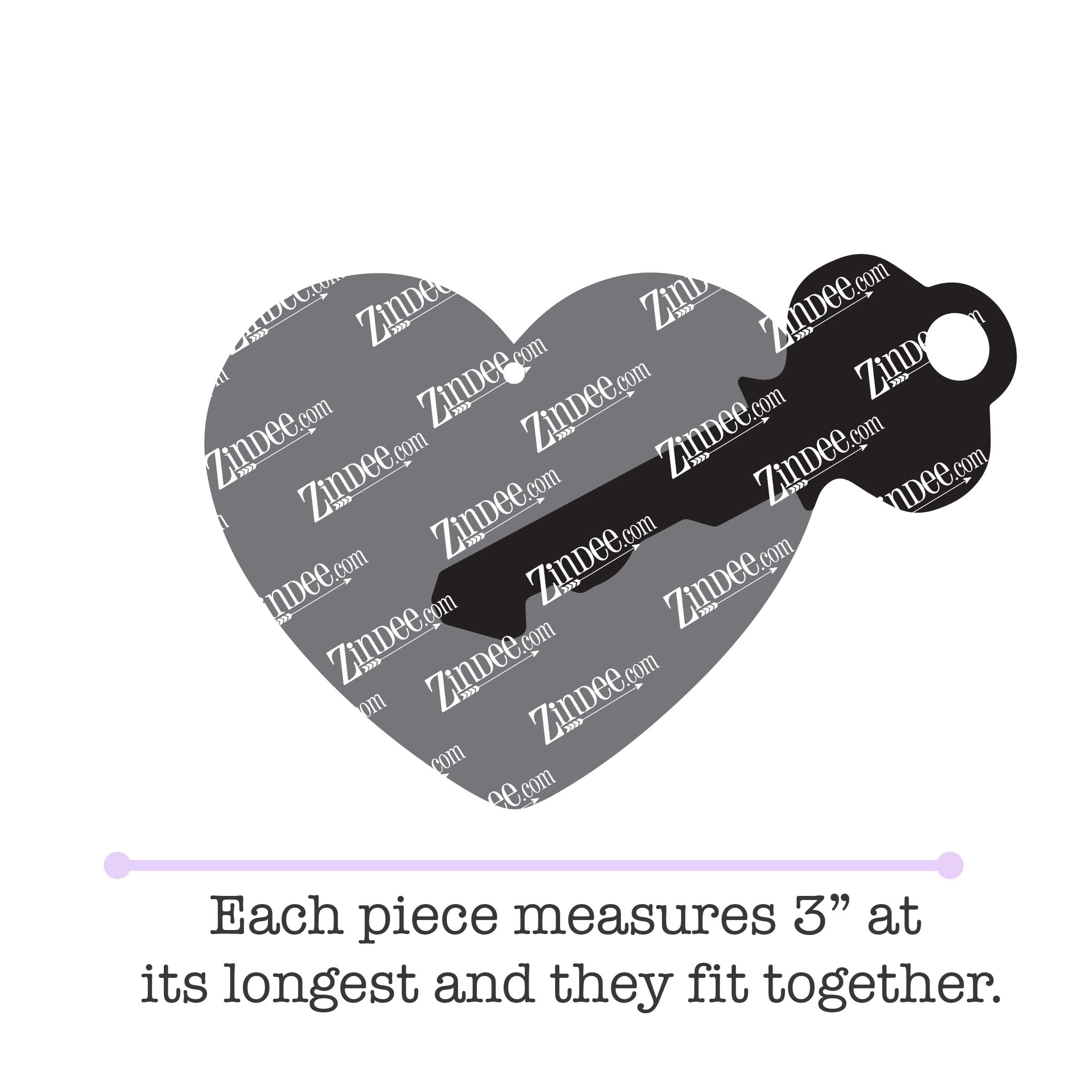 Heart and Key Acrylic Blank- Sticker- UV DTF (3 inch)