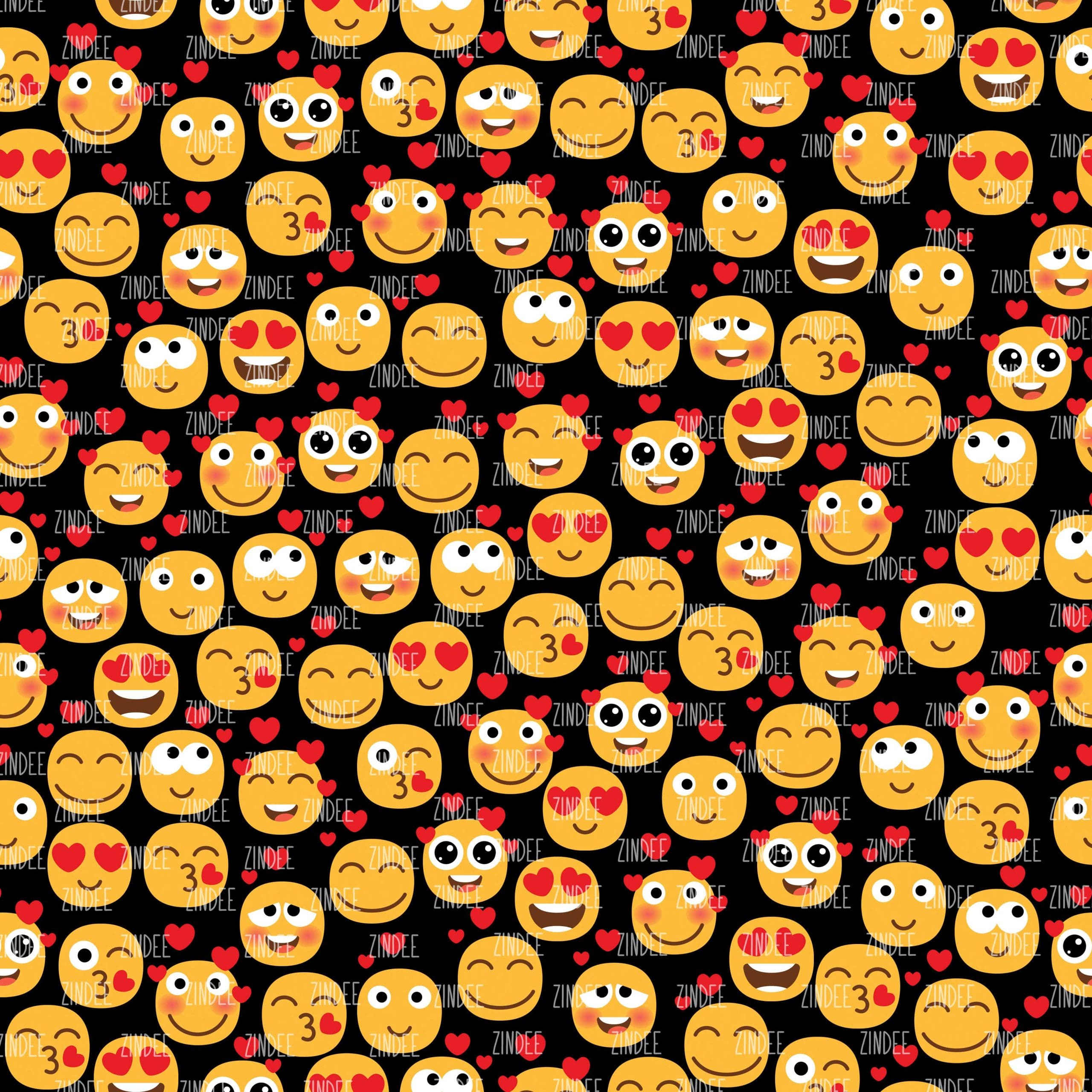 Heart Emojis Black seamless (vinyl)