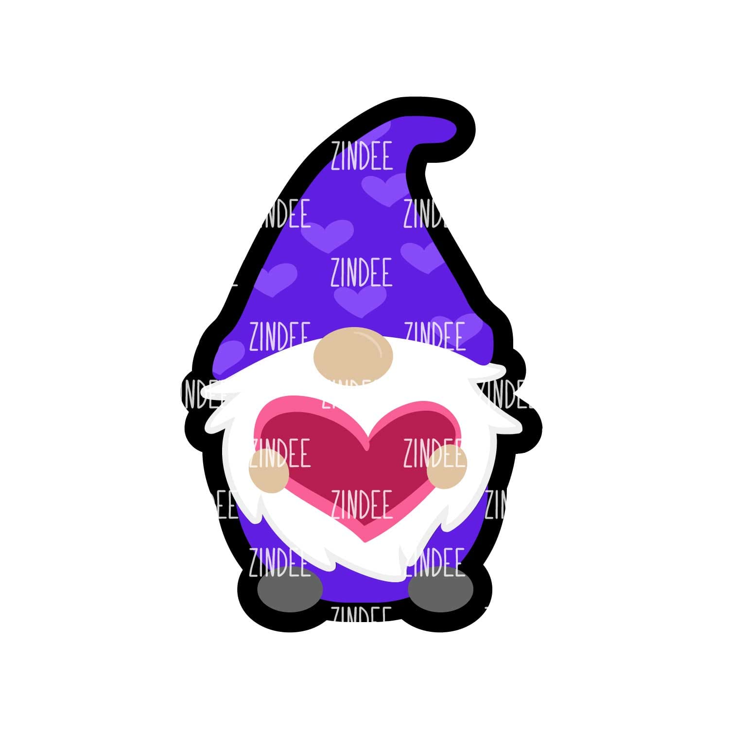 Heart Gnome Acrylic Blank- Sticker- UV DTF (2 inch) NO HOLE