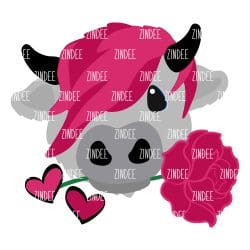 Rose Highland Cow Sublimation Transfer