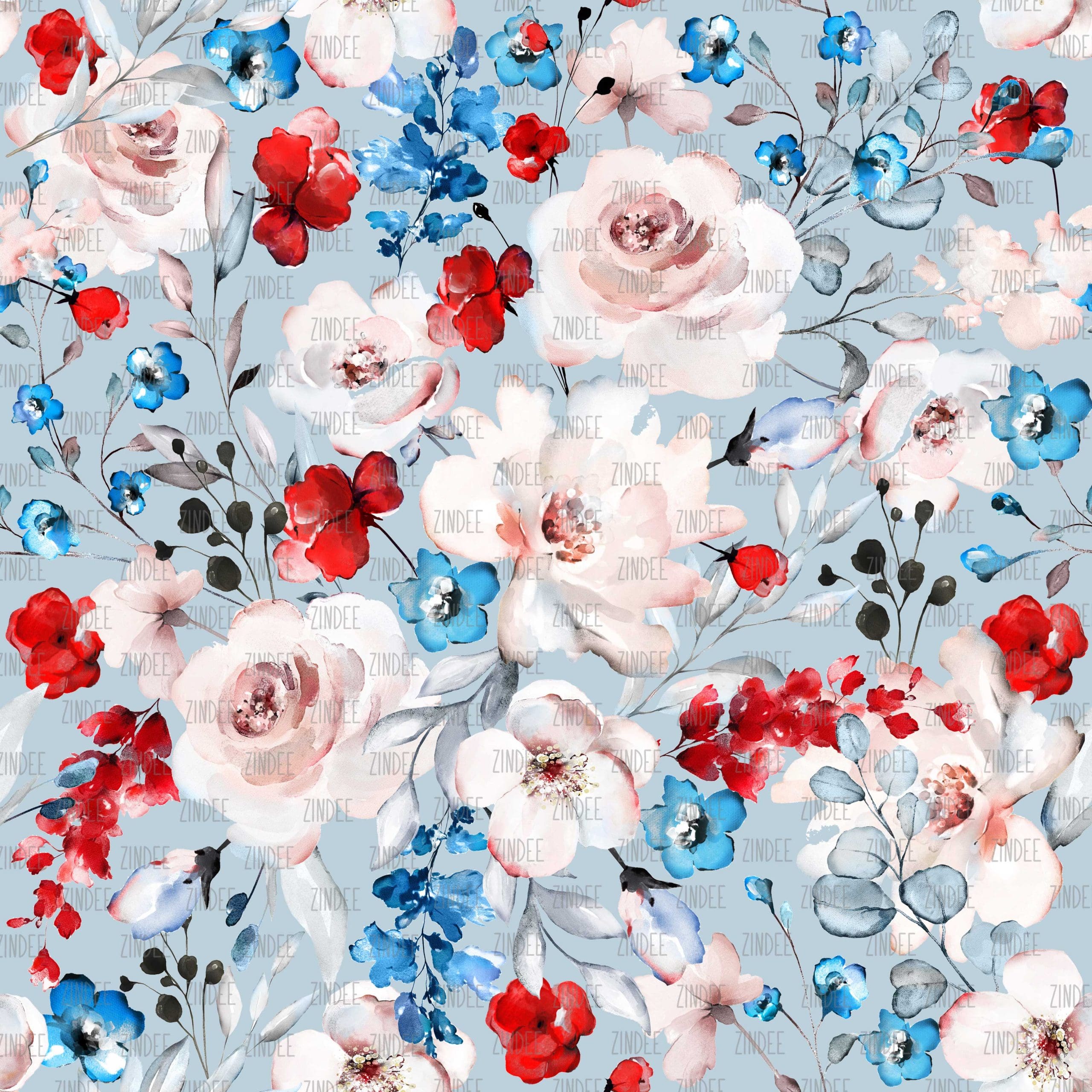 Floral Patterned HTV Vinyl - Red, White & Blue, Outdoor Adhesive Vinyl or Heat  Transfer Vinyl