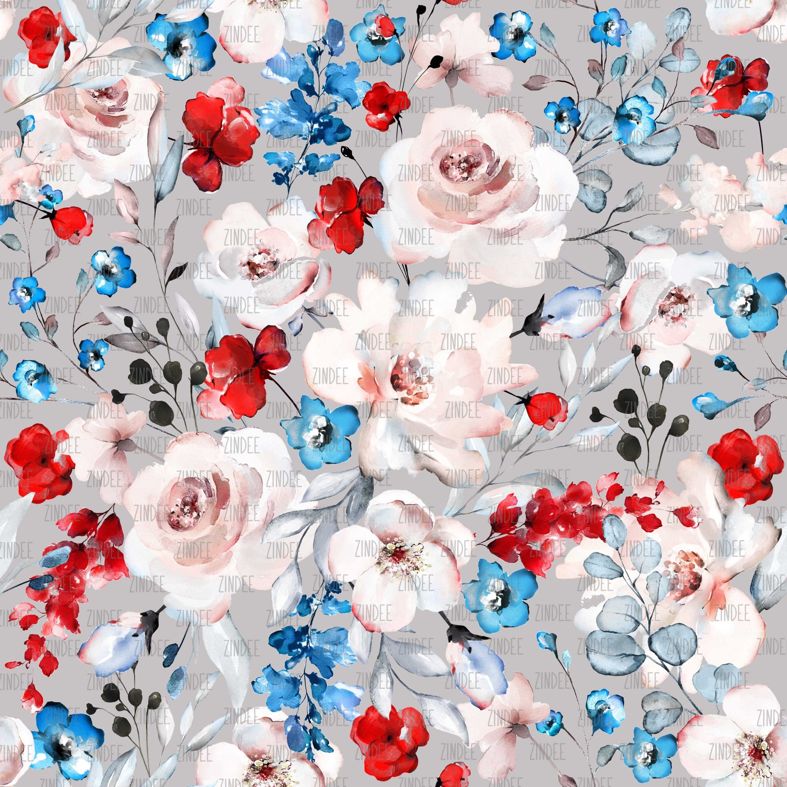 Independence Floral Grey seamless (vinyl)