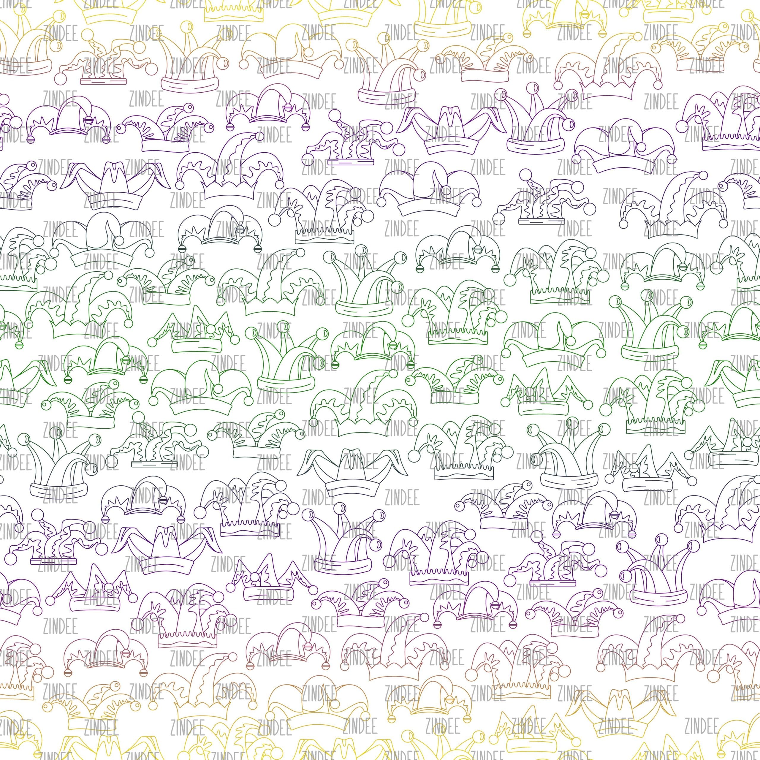 Jester Sketch Hats White seamless (digital paper)