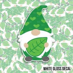 Leaf Gnome kiss cut decal (3.75 inch) WHITE GLOSS