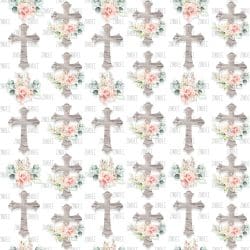 Light Rustic Floral Cross seamless (vinyl)