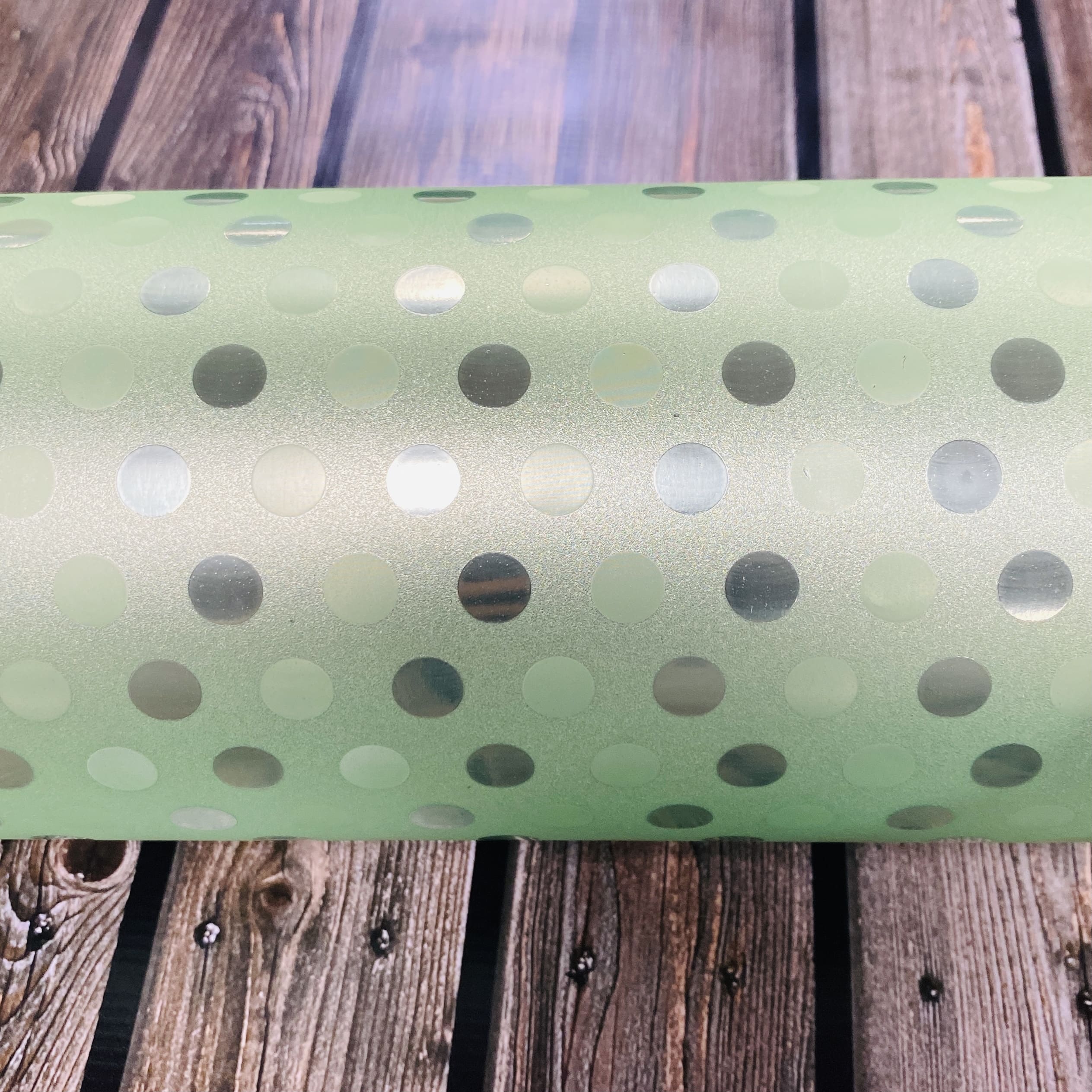 Alternative view of Lime Polka Dot Textured Glitter Adhesive Vinyl
