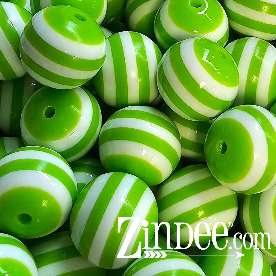 Lime Stripe (Beads) 20mm 12 pack –