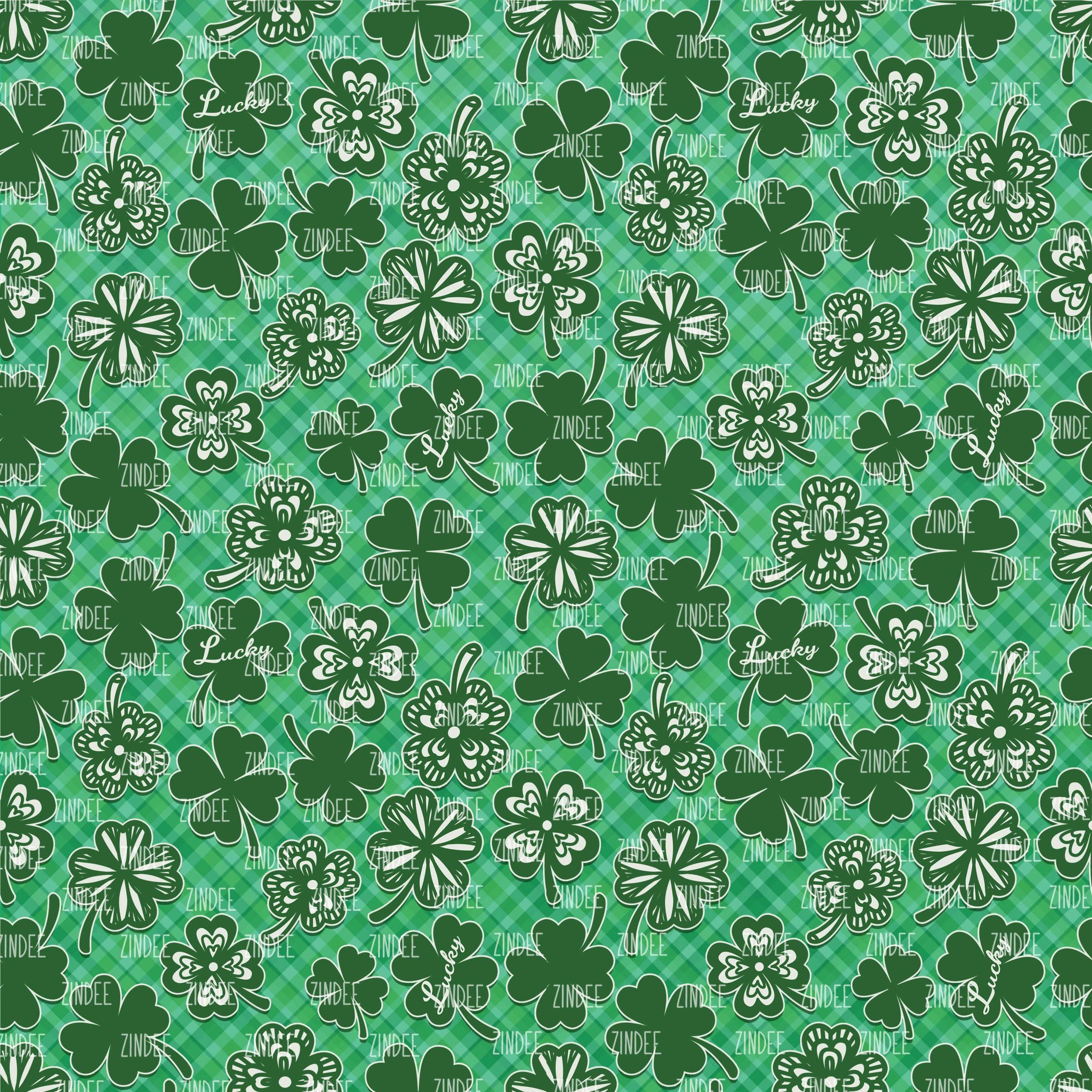 Lucky Plaid Clovers (digital paper)