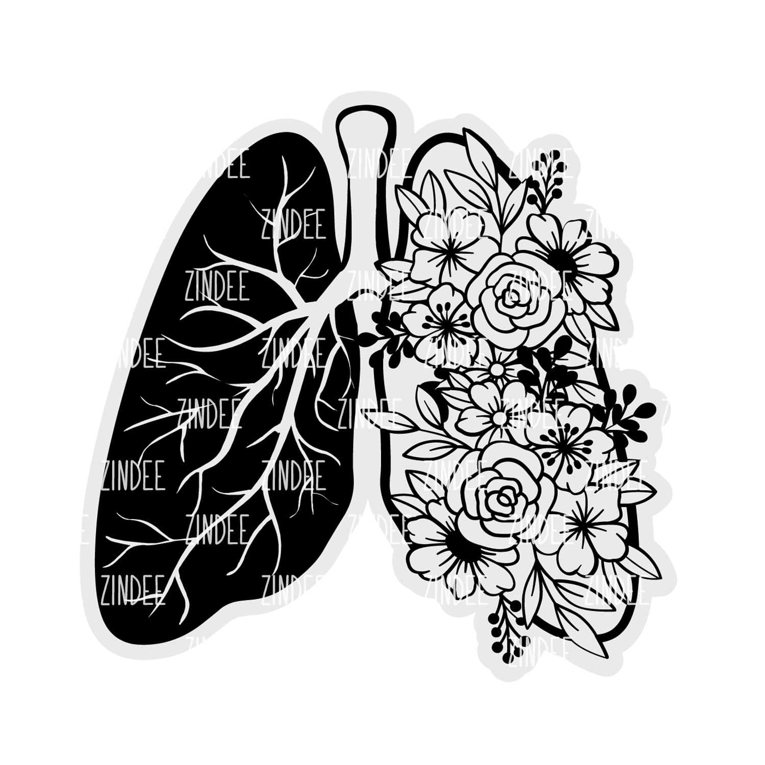 Lungs Floral Acrylic Blank- Sticker- UV DTF (2 inch) NO HOLE
