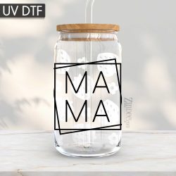 Mama Strawberry UV DTF Glass Can Wrap