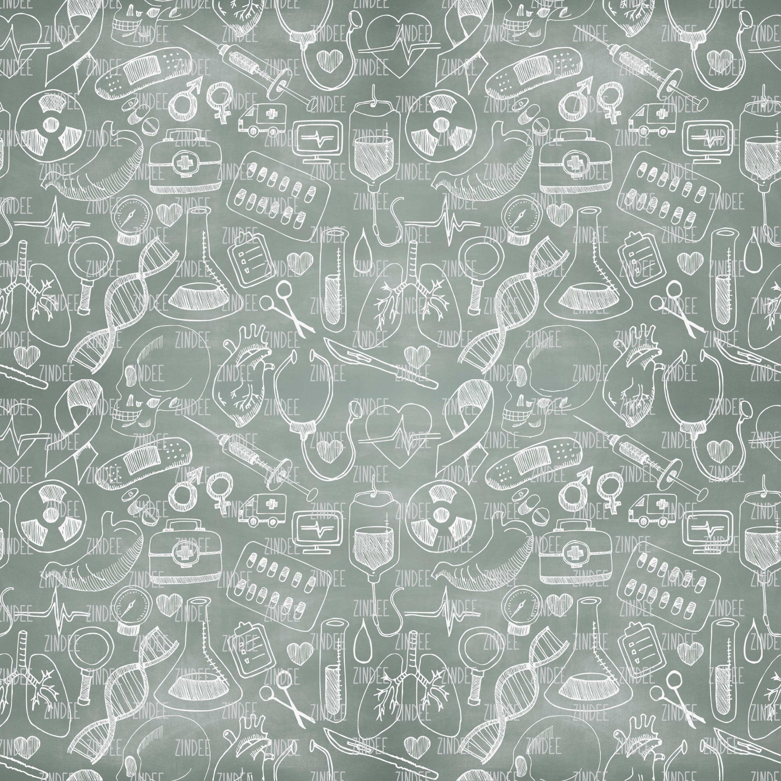 Medical Green Chalkboard seamless (digital paper)