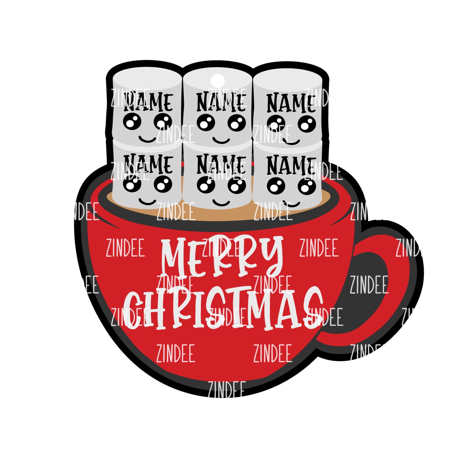 Marshmallow Mug Ornament (6) acrylic blank (5 inch) - Image 2