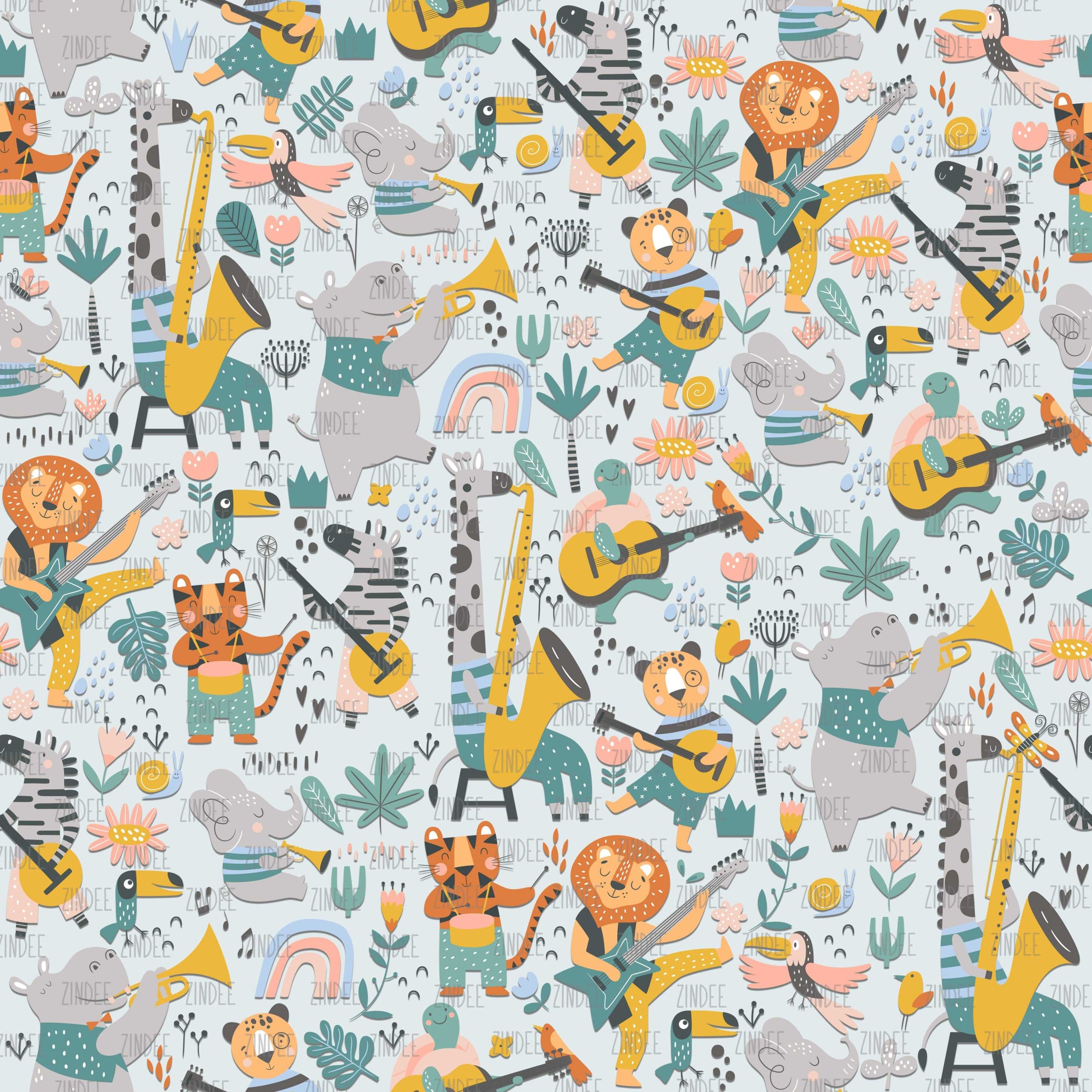 Musical Animals Safari Grey seamless (vinyl)